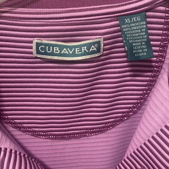 ❌SOLD❌Cubavera Men’s Polo Golf Purple Striped Short Sleeve Shirt XL - Picture 4 of 7